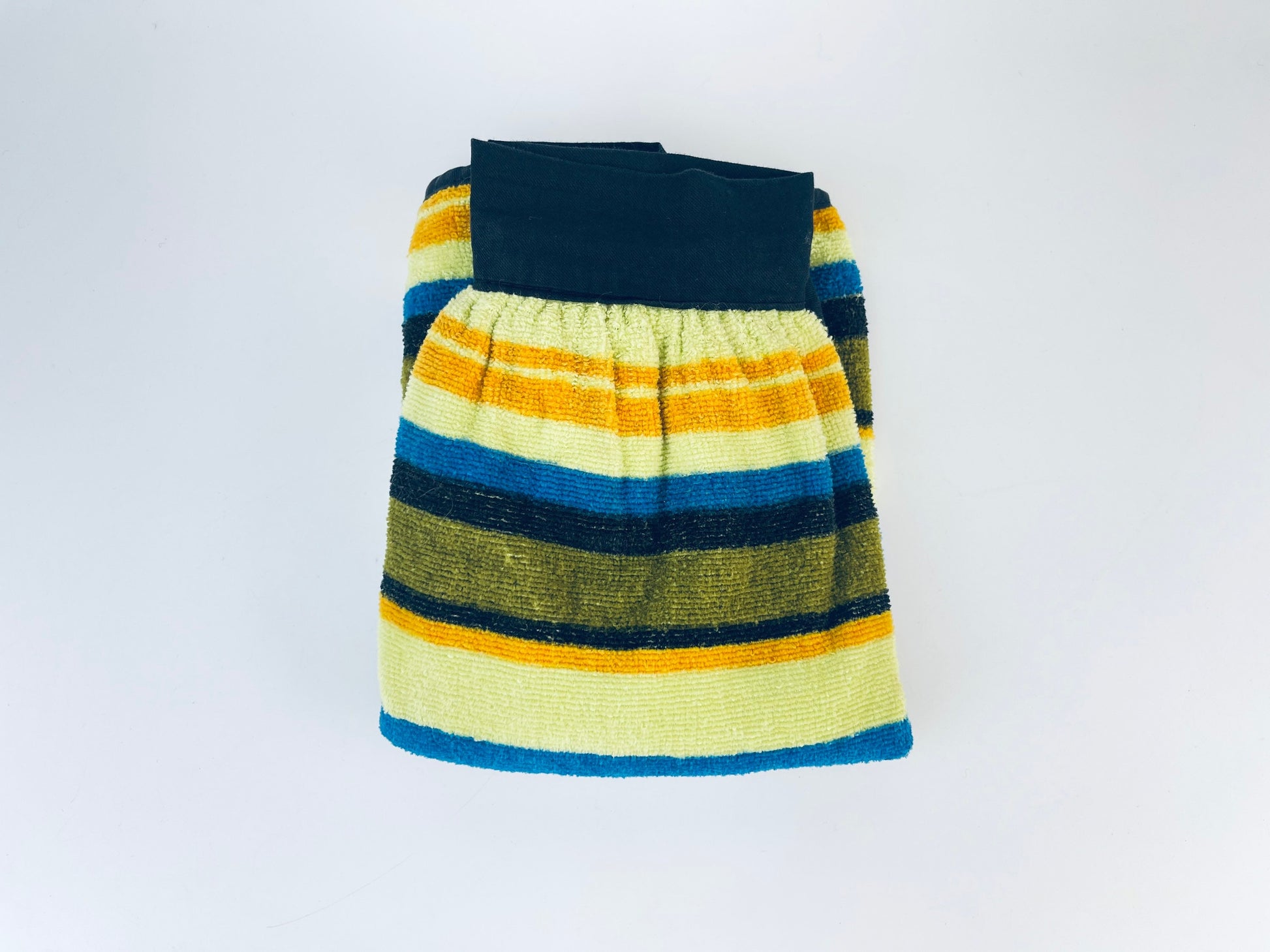 Product image for 'vintage striped green terry cloth towel waist apron black ties' (view 52544a)