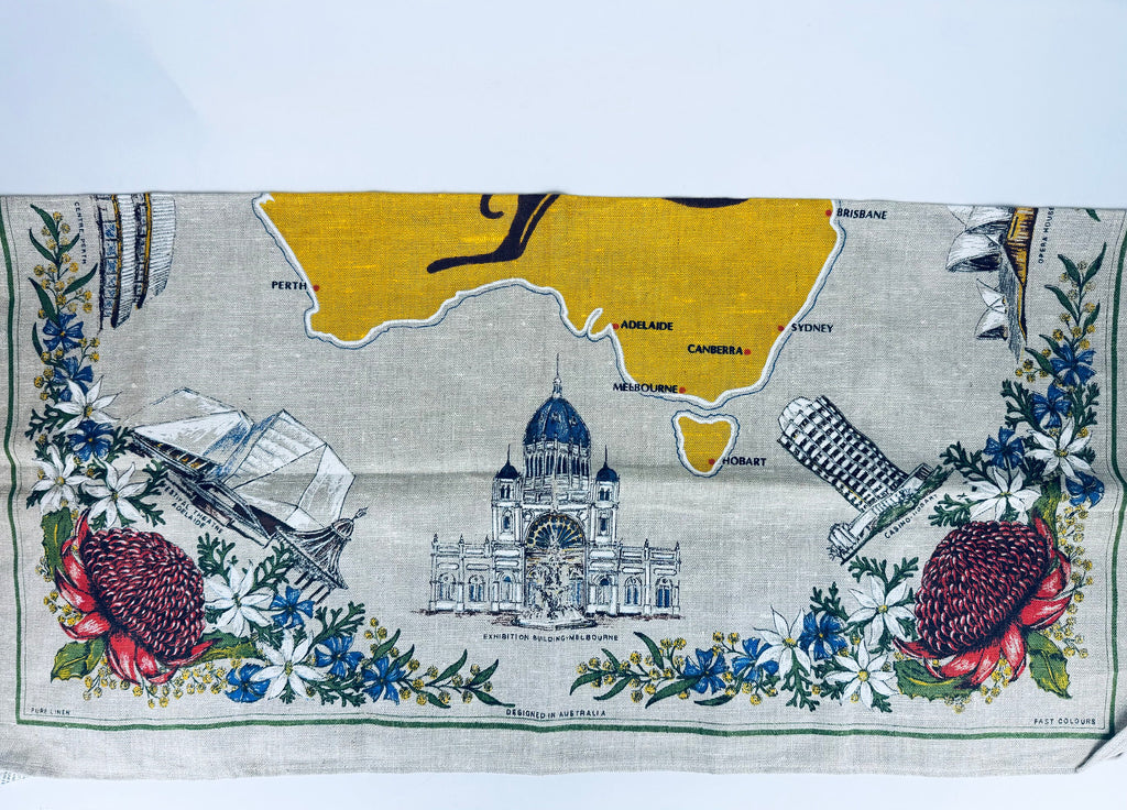 Product image for 'vintage australia linen souvenir table cloth pure linen australian souvenir made in poland' (view 0525d7)