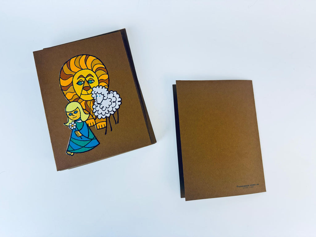 Product image for 'vintage embossed folksy girl lamb lion christmas cards seasonal cards envelopes set of eighteen 18 new old stock nos' (view 9bd5c3)