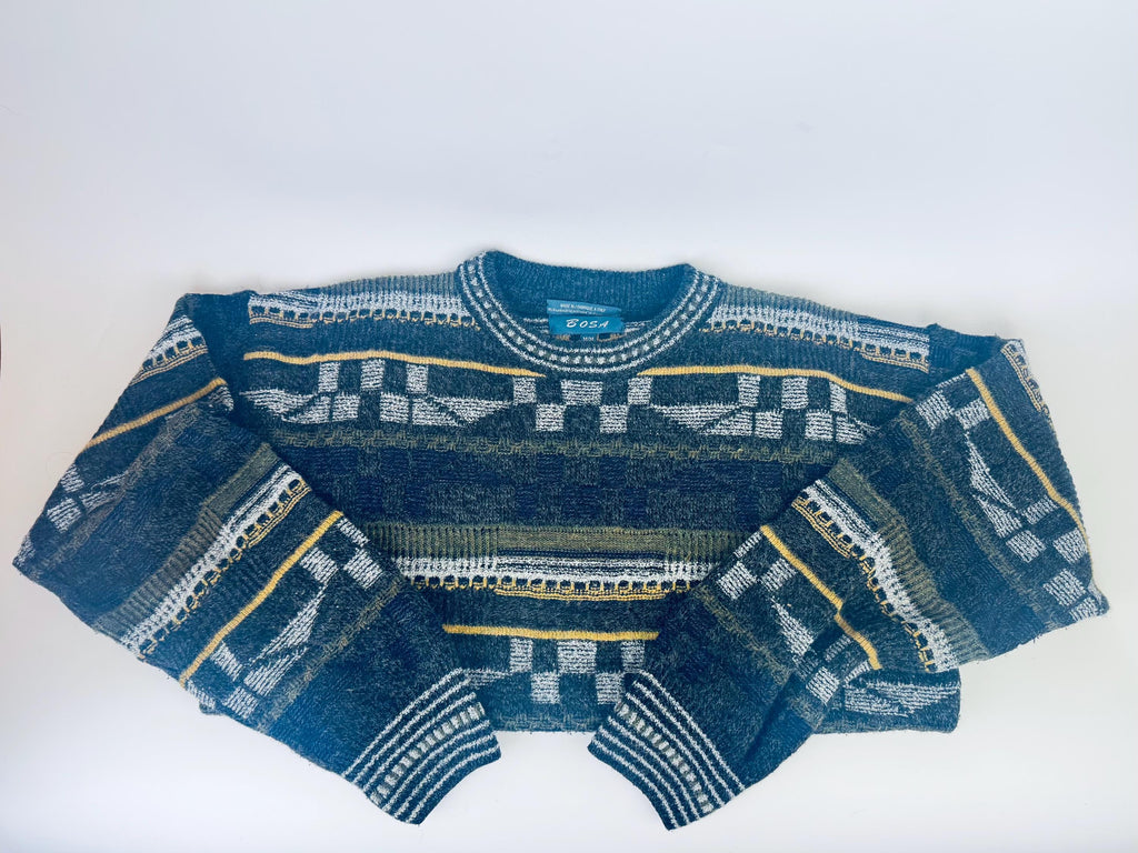 Product image for 'vintage 80s 90s geometric sweater size medium m acrylic wool blend made in italy by bosa' (view e203d0)