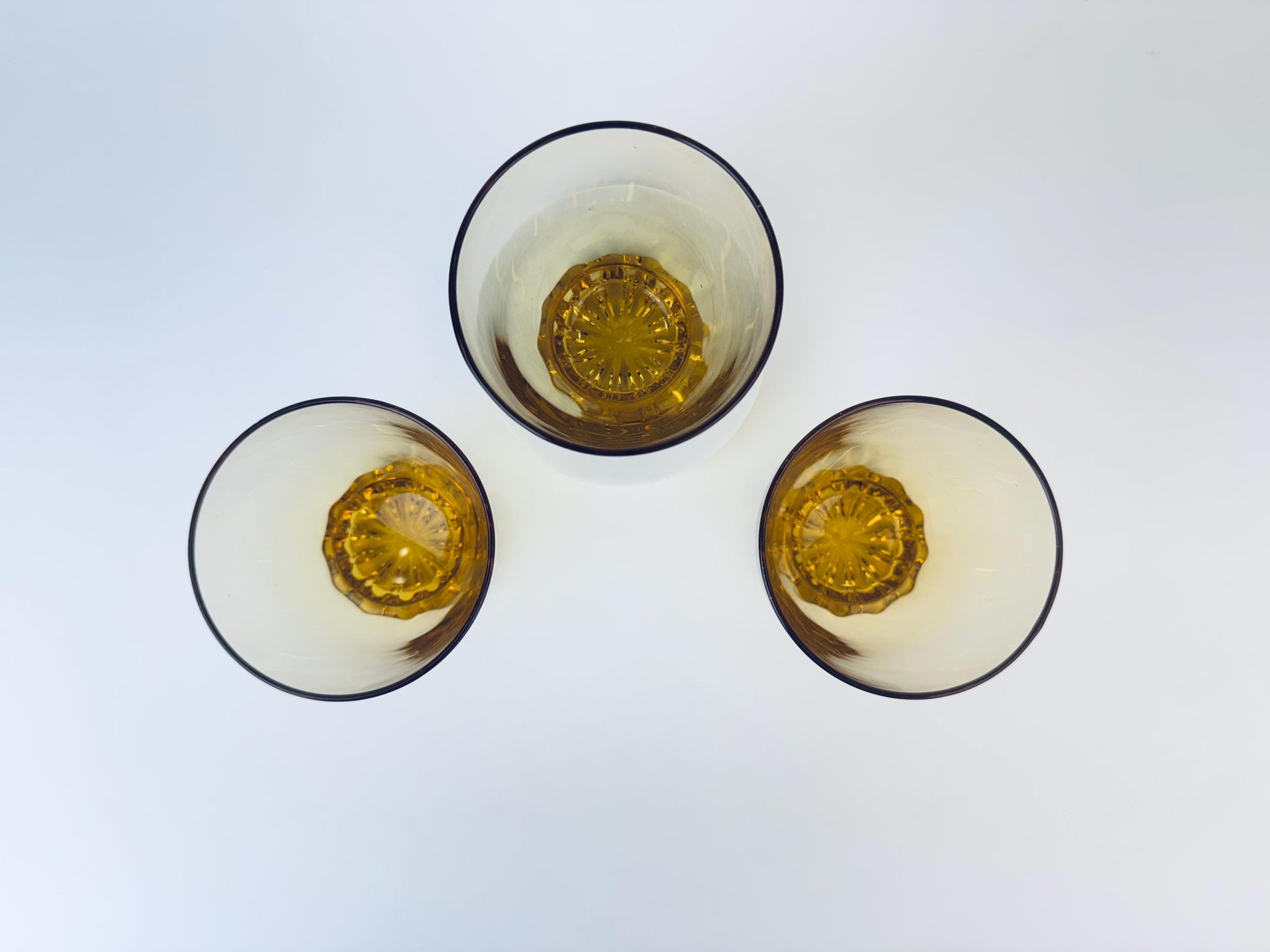 Product image for 'vintage libbey crystal sonnet gold amber glasses set of three 3' (view b6418b)