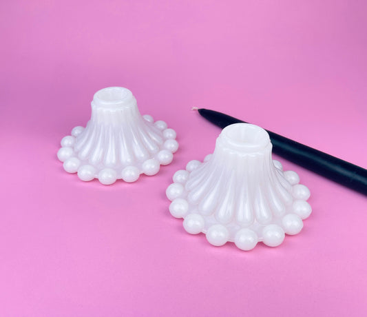 Product image for 'vintage milk glass boopie bubble bottom candleholders set of two 2' (view 218e8e)