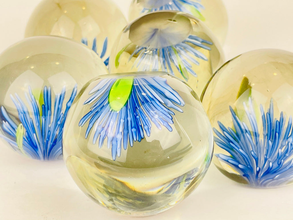 Product image for 'vintage heavy glass paperweight blue green sean anemone sold separately' (view 73a970)