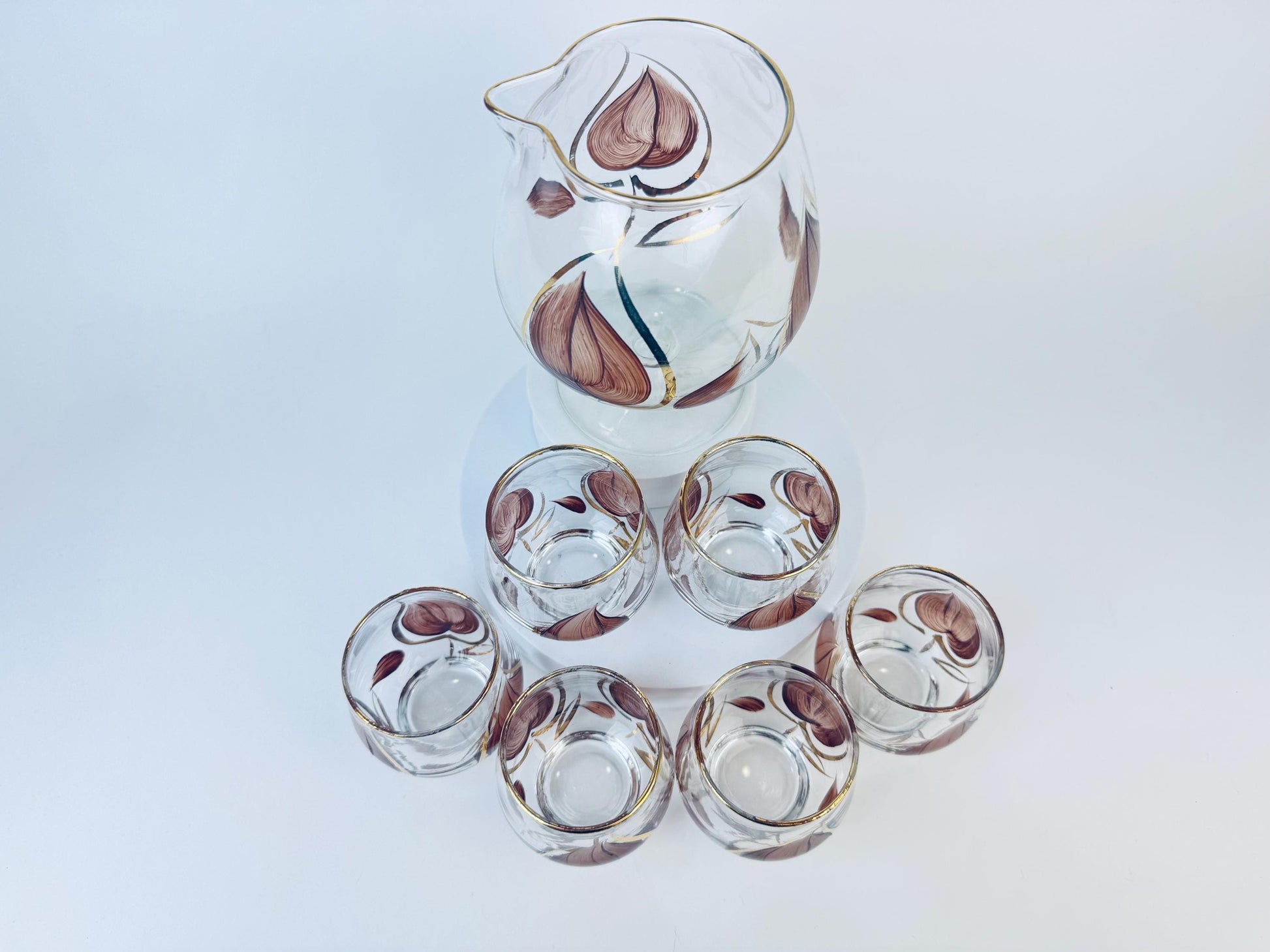 Product image for 'vintage enchant ware brandy snifter roly poly glass barware set made in canada' (view 572939)
