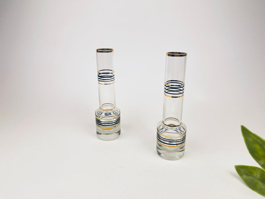 Product image for 'vintage gold black striped small bud glass vases set of two 2' (view 3961e8)