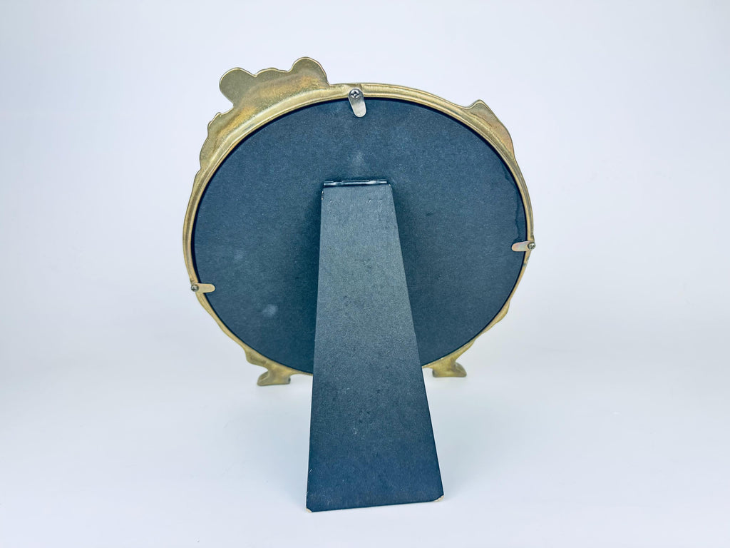 Product image for 'vintage art nouveau round brass tabletop mirror wood nymph maiden woman by the lake' (view 3ca494)