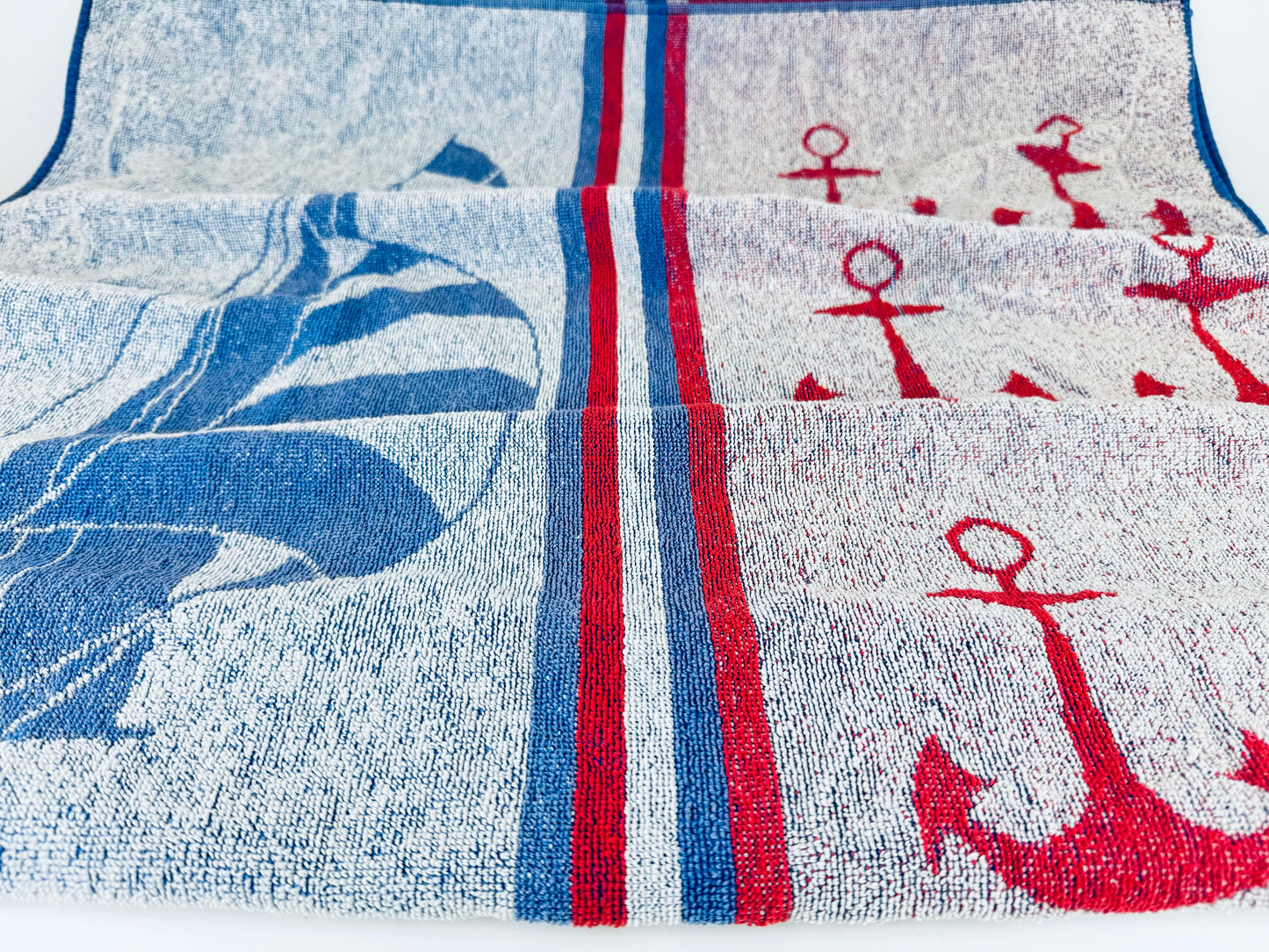 Product image for 'vintage nautical sail boat anchor beach shower towel elegance 100 cotton made in poland' (view 1969e4)