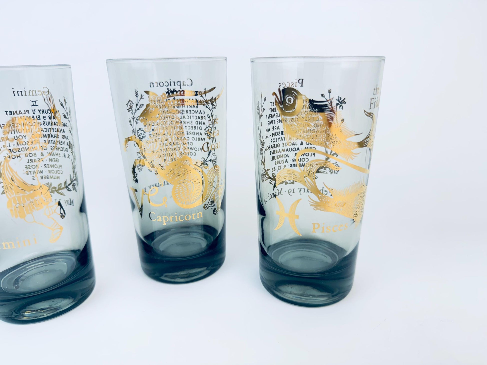 Product image for 'vintage federal glass zodiac tumblers set of 4 astrological highball glasses' (view 3dfd40)
