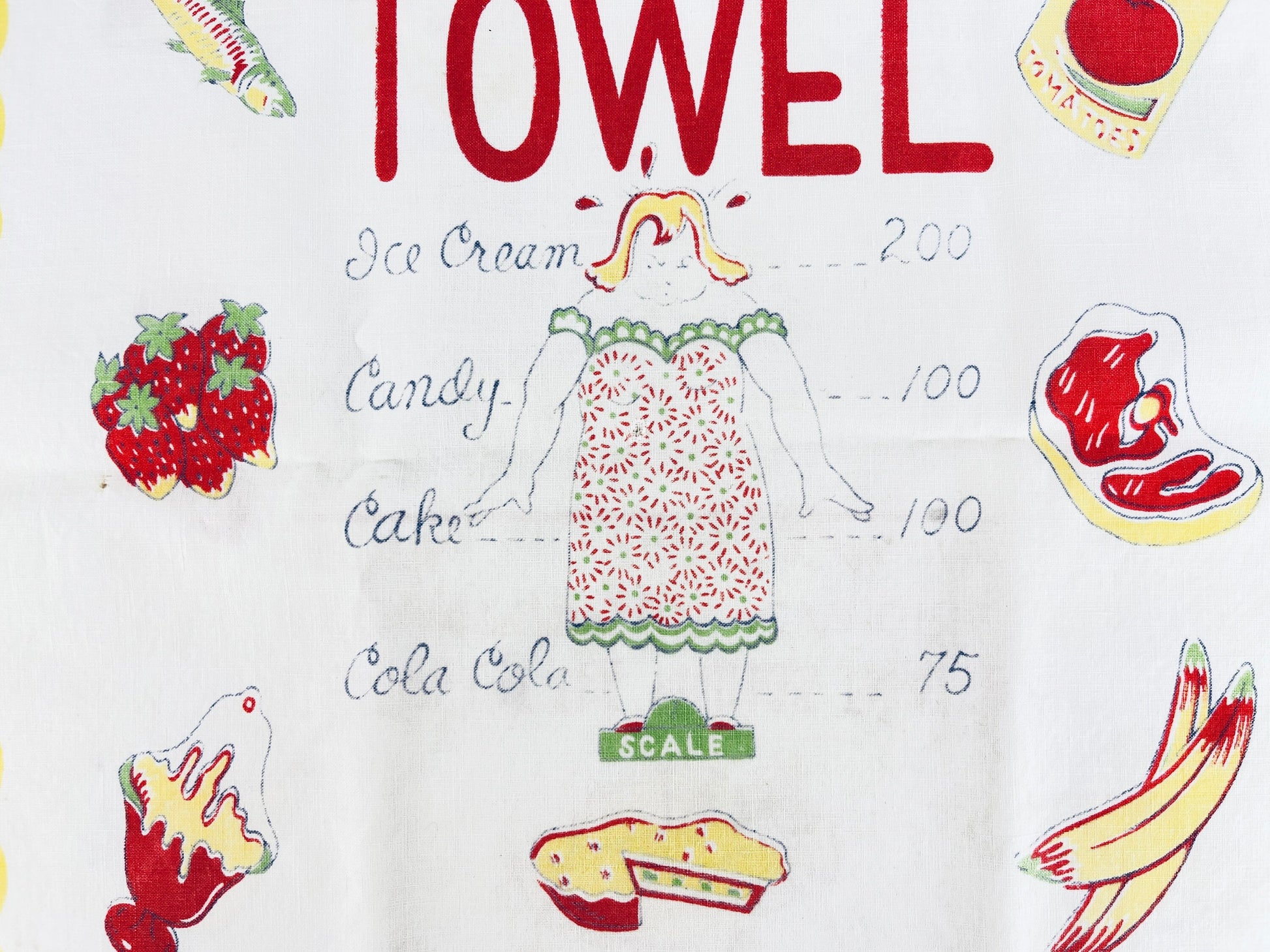 Product image for 'vintage calorie counting tea towel excellent kitchen gag gift' (view a841c1)