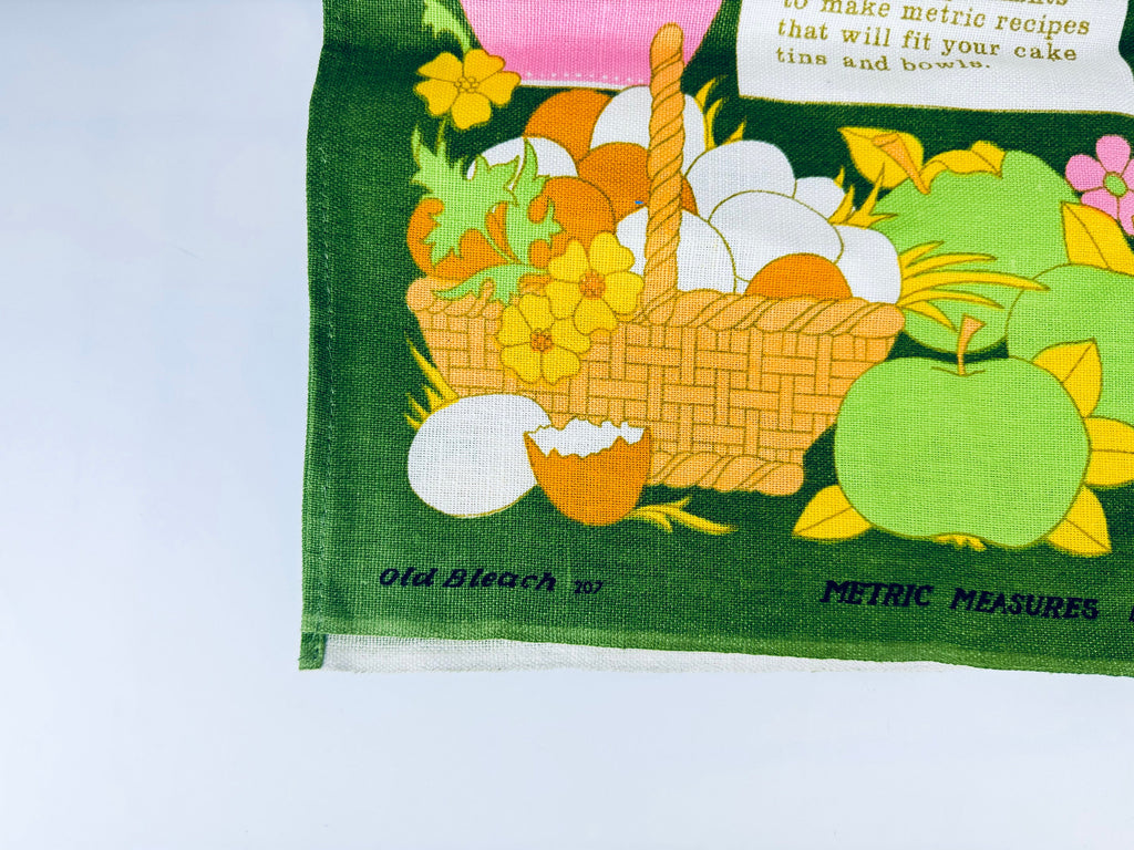 Product image for 'vintage old bleach measuring in metrics good housekeeping linen towel kitchen statement towel tapestry made in ireland' (view 274676)