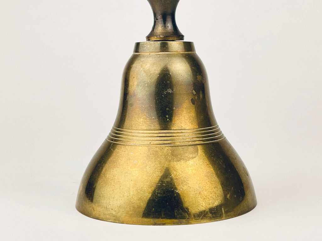 Product image for 'vintage brass wood school bell attractive aged metal patina made in india' (view c6668f)
