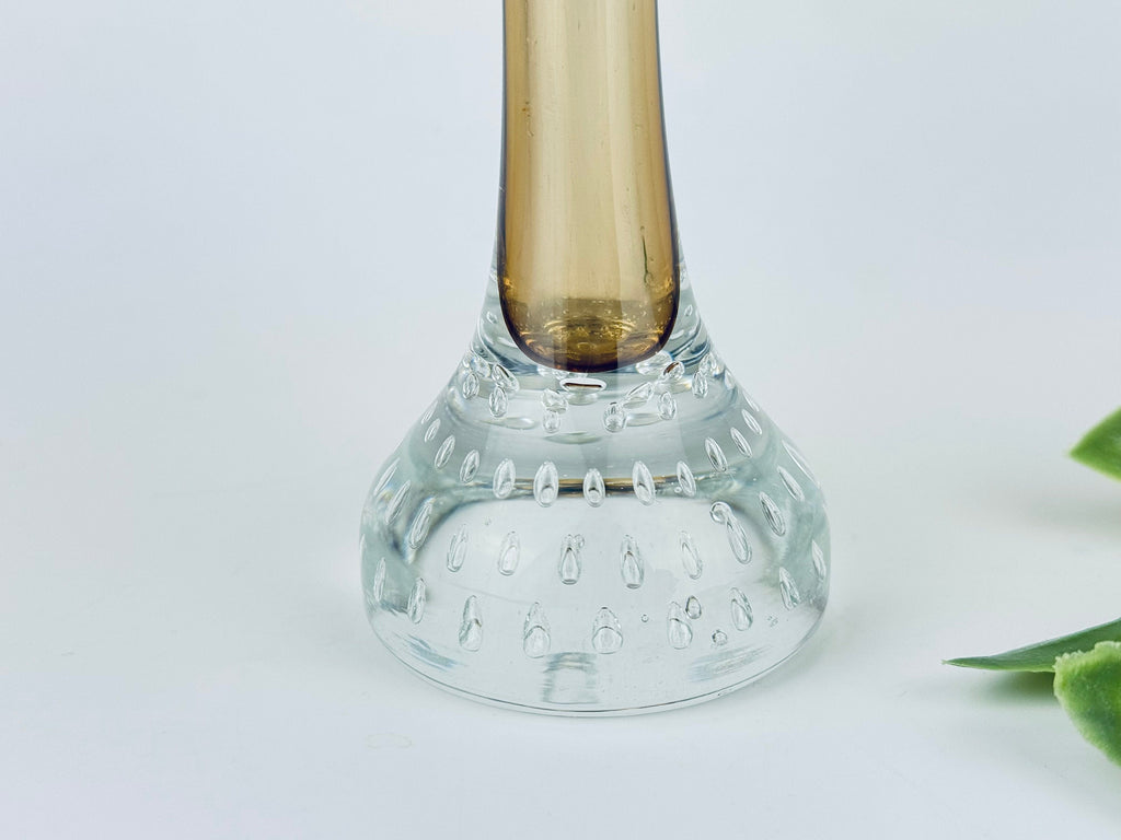 Product image for 'vintage aseda bo borgstrom bud vase hand blown brown clear controlled bubble base' (view 8f3f48)