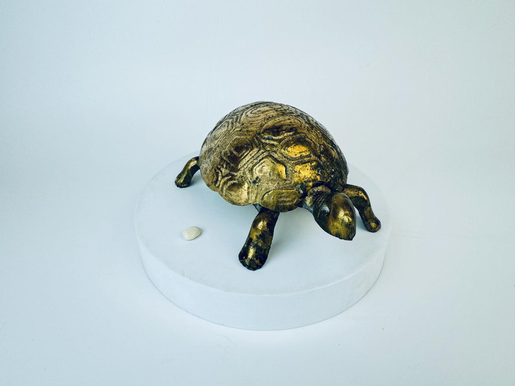 Product image for 'vintage solid brass turtle lidded trinket dish ashtray attractive aged metal patina' (view 306ee2)