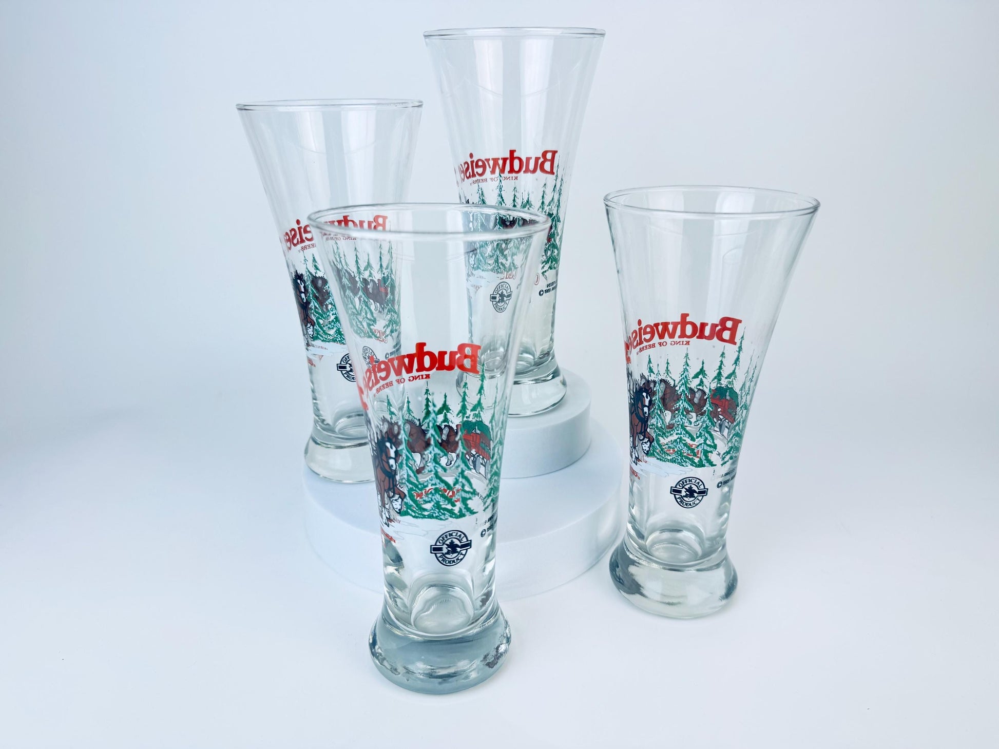 Product image for 'vintage budweiser clydesdale fluted beer glass set of four 4' (view 8e1b30)