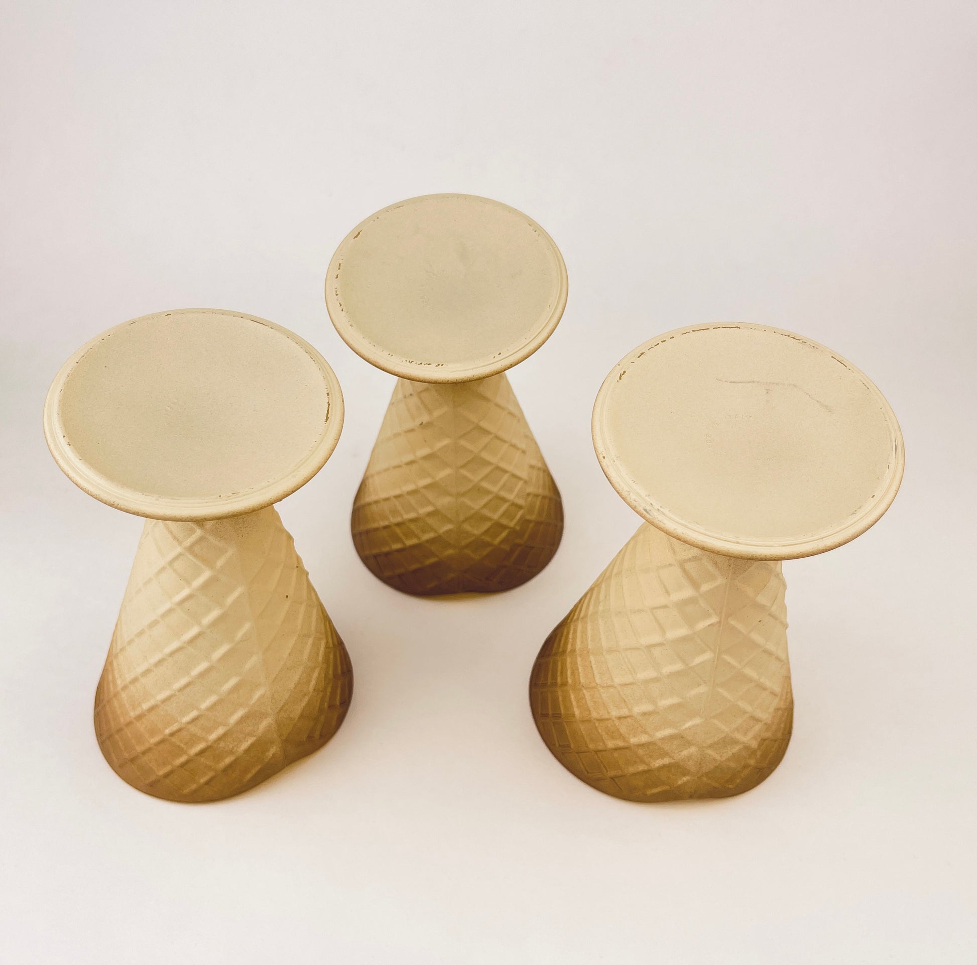Product image for 'vintage waffle cone glass dessert cups set of three 3 made in italy' (view 73047a)