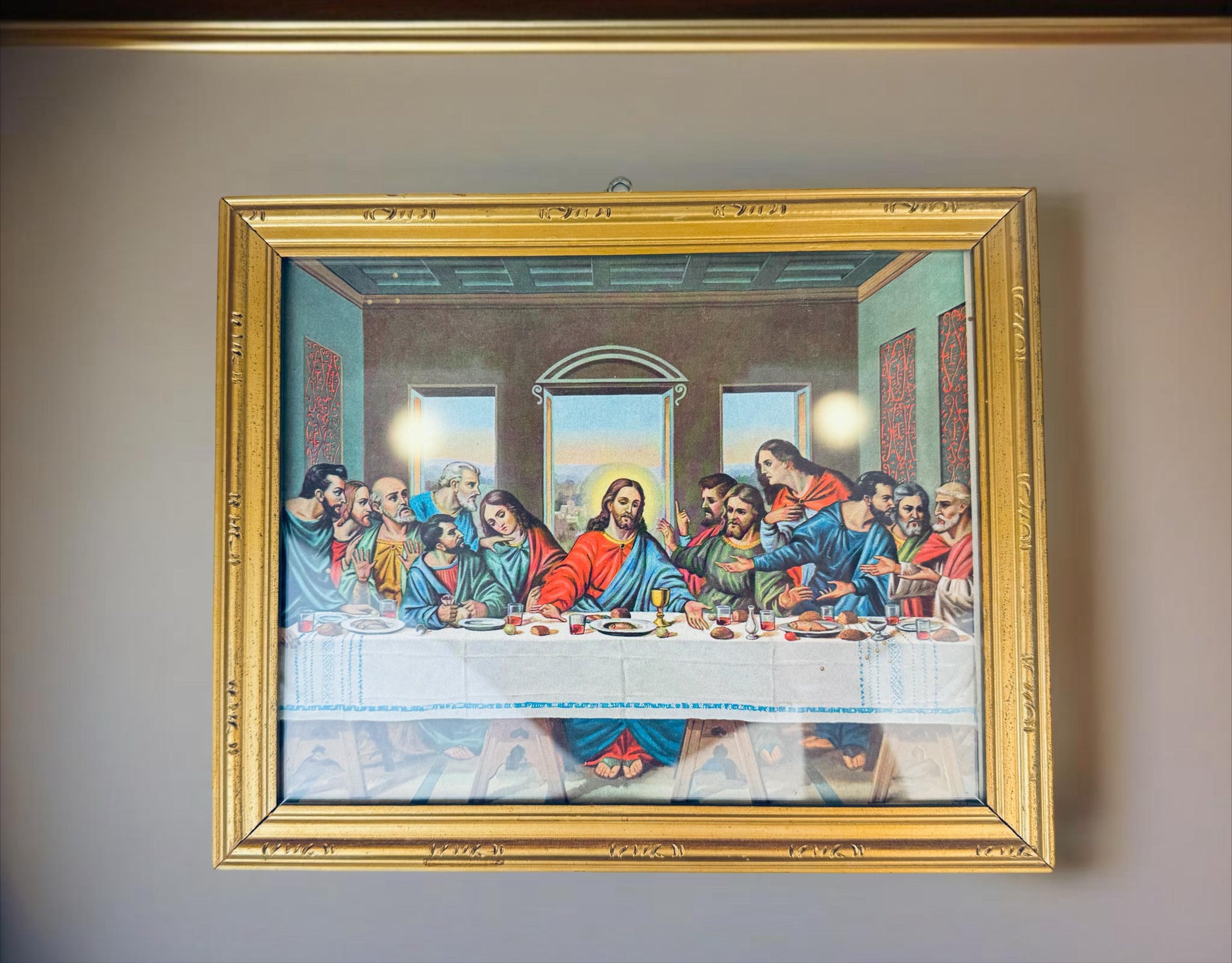Product image for 'vintage ornate gold 8 x 10 gold painted wall mounted wood frame the last supper print la santa cena' (view 029735)