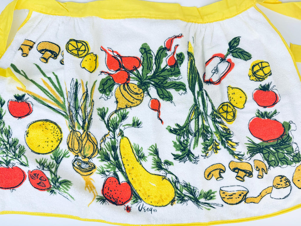 Product image for 'vintage vera garden salad kitchen vegetables hand towel apron made in usa by cannon items sold separately new old stock nos' (view 70f725)