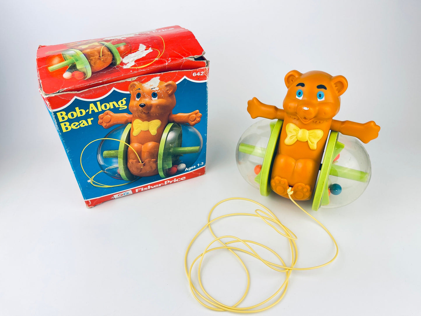 Product image for 'vintage bob along bear fisher price pull toy made in usa' (view 58584f)