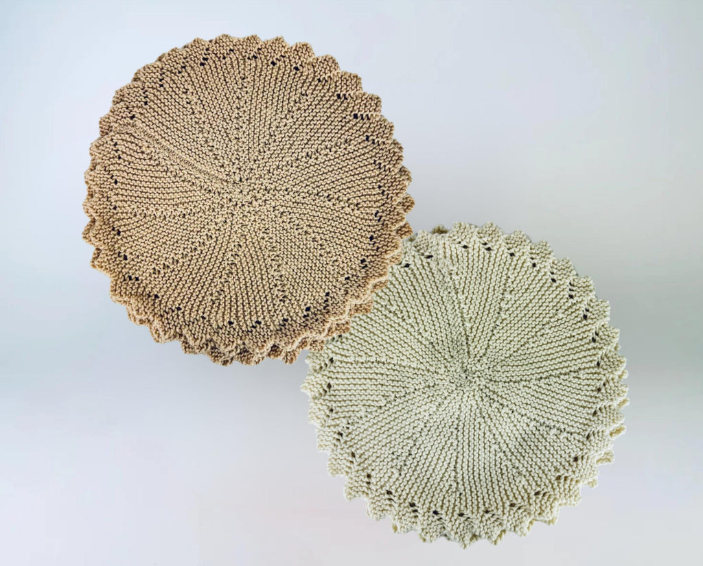 Product image for 'vintage round crochet woven brown or beige place mats underplates set of four 4 sets sold separately' (view dfc473)