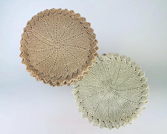 Product image for 'vintage round crochet woven brown or beige place mats underplates set of four 4 sets sold separately' (view dfc473)