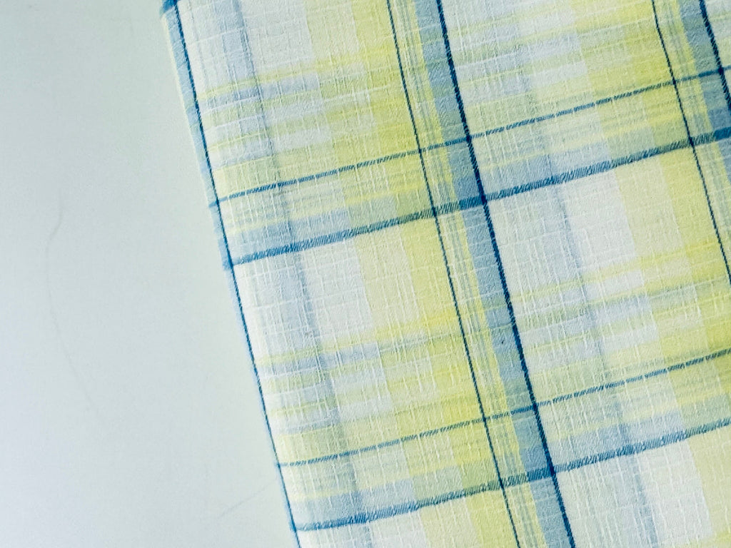 Product image for 'vintage ombre blue white plaid shirt polyester fabric material 41 x 72' (view 8fddda)