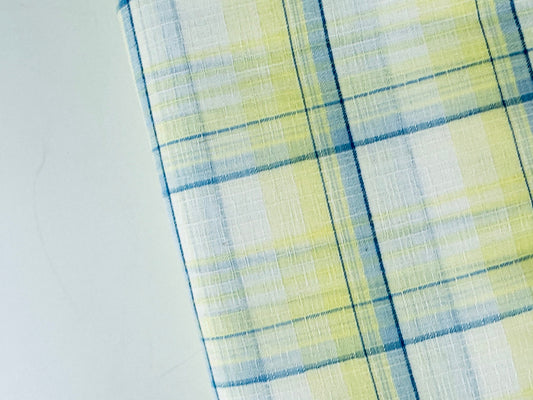 Product image for 'vintage ombre blue white plaid shirt polyester fabric material 41 x 72' (view 8fddda)