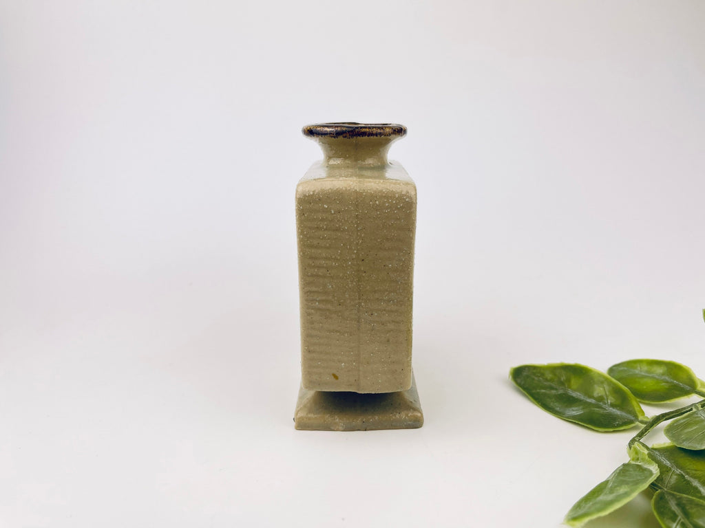 Product image for 'vintage salt glazed stoneware square vase hand painted floral' (view 4e5f73)