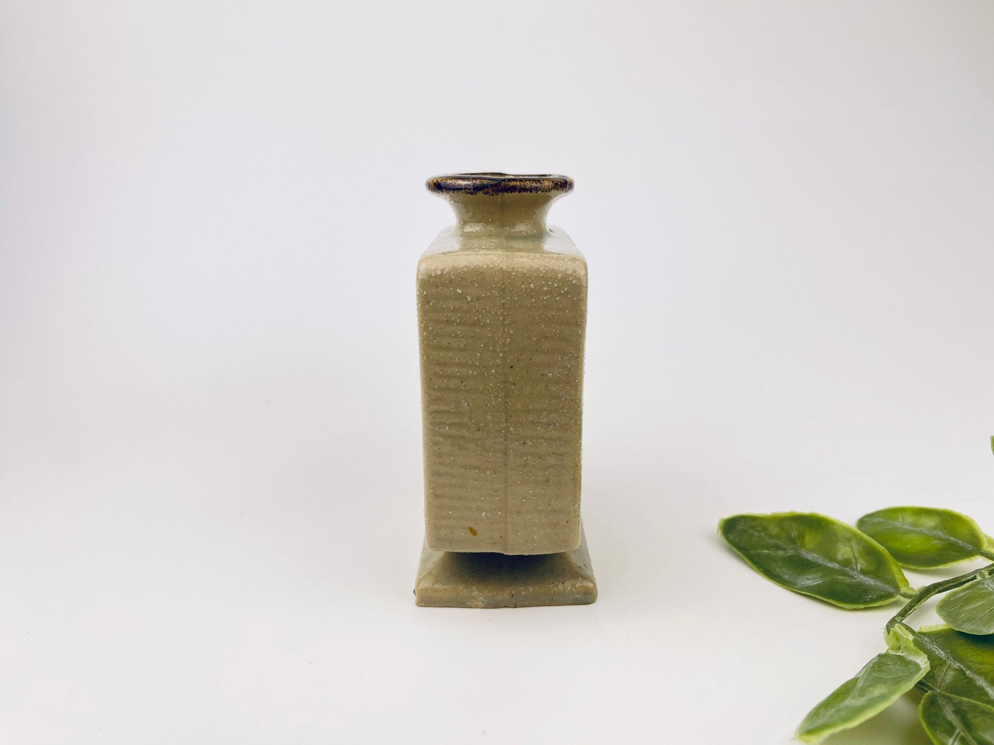 Product image for 'vintage salt glazed stoneware square vase hand painted floral' (view 4e5f73)