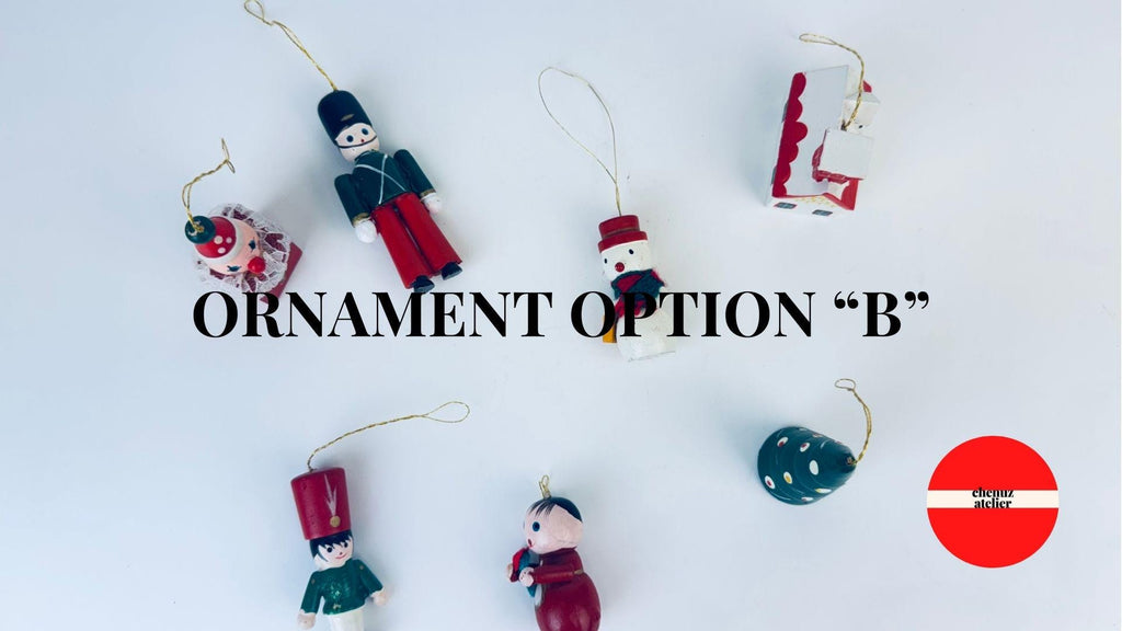 Product image for 'vintage hand painted wooden christmas tree ornaments sets sold separately' (view d69e37)