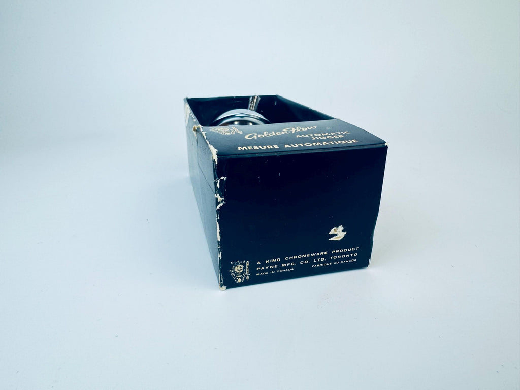 Product image for 'vintage golden flow automatic jigger barware gift made in canada a king chromeware product' (view e70034)