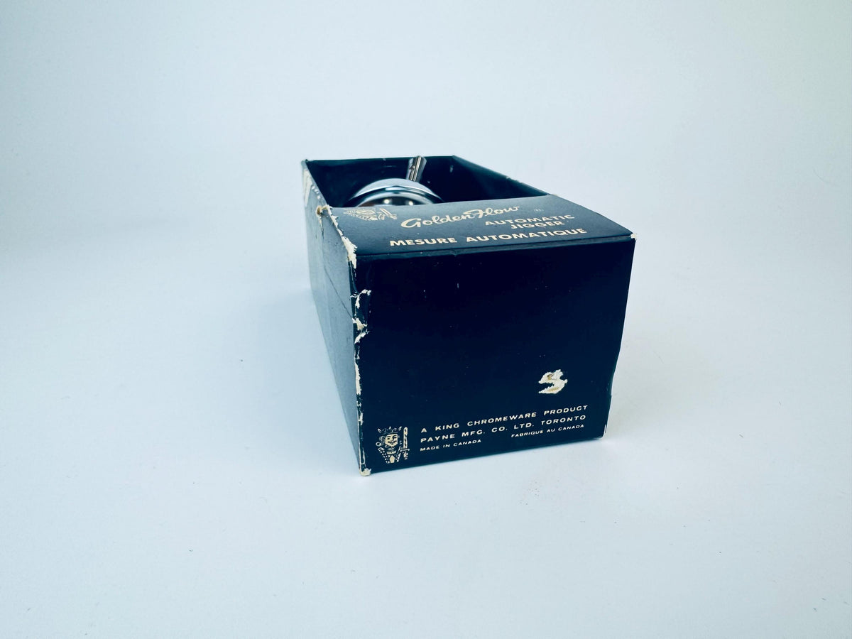 Product image for 'vintage golden flow automatic jigger barware gift made in canada a king chromeware product' (view e70034)