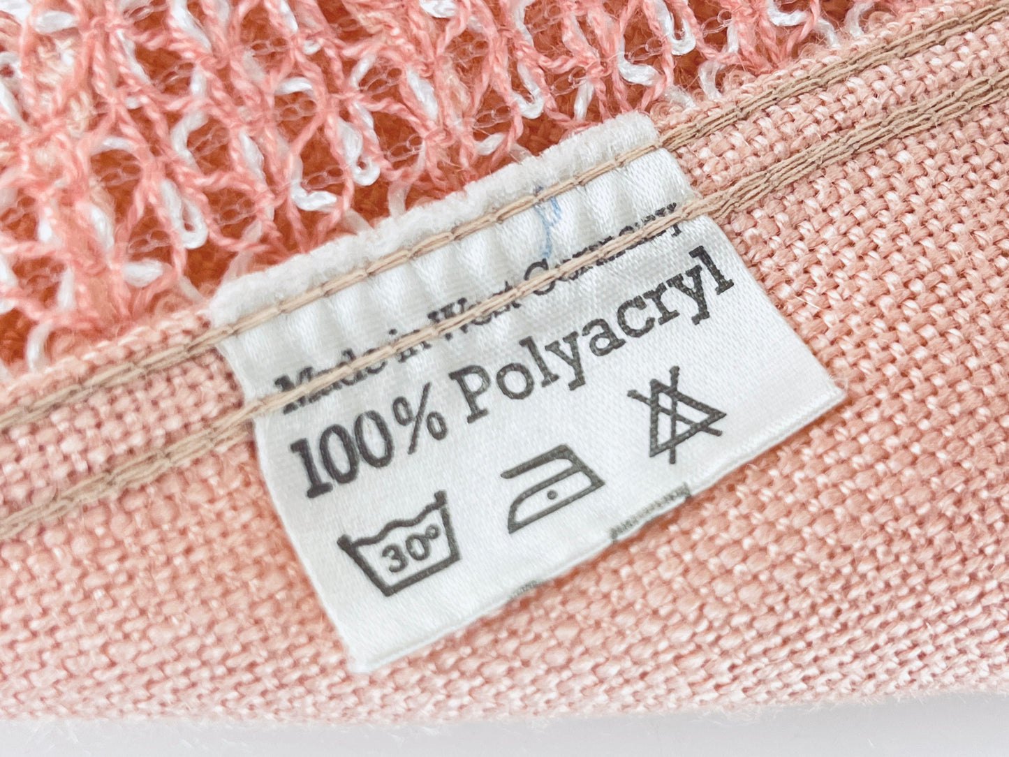 Product image for 'vintage light pink square tablecloth 30 x 31 made in western germany 100 polyacryl' (view 1c4f19)