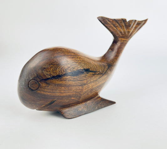 Product image for 'vintage hand carved wooden whale figurine dark stained nautical nursery decor' (view cd2947)