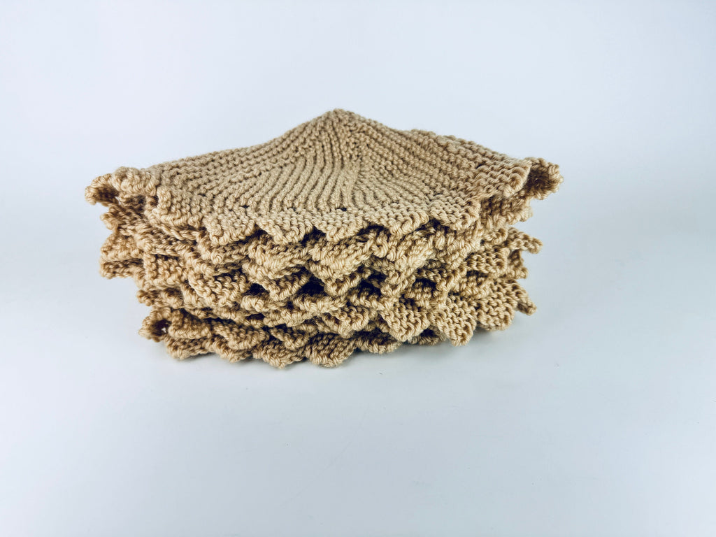 Product image for 'vintage round crochet woven brown or beige place mats underplates set of four 4 sets sold separately' (view 94b1ac)