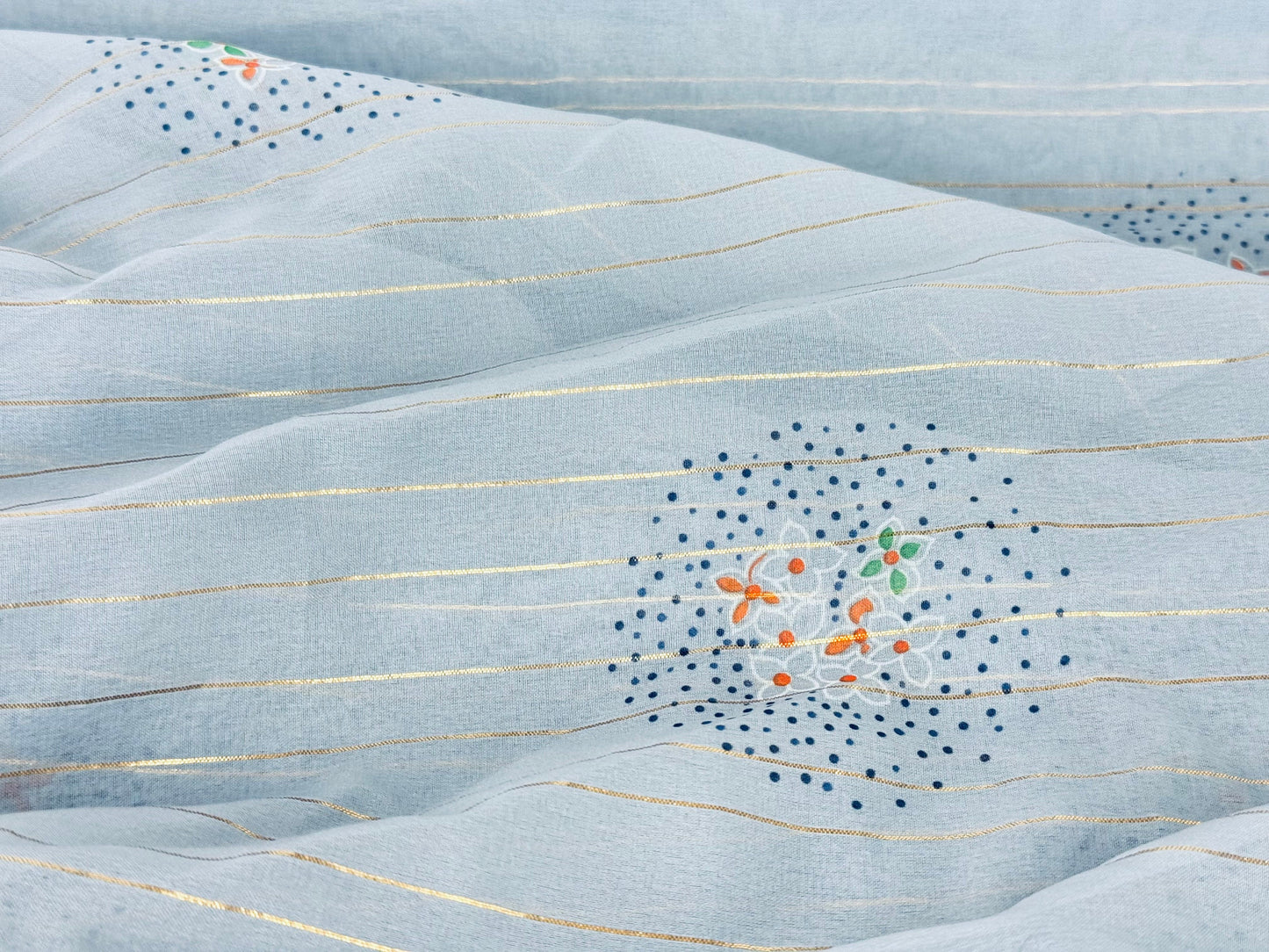 Product image for 'vintage grey lightweight sheer asian floral print metallic striped crepe fabric by lady hamilton 44 x 208 made in japan' (view 7431ce)