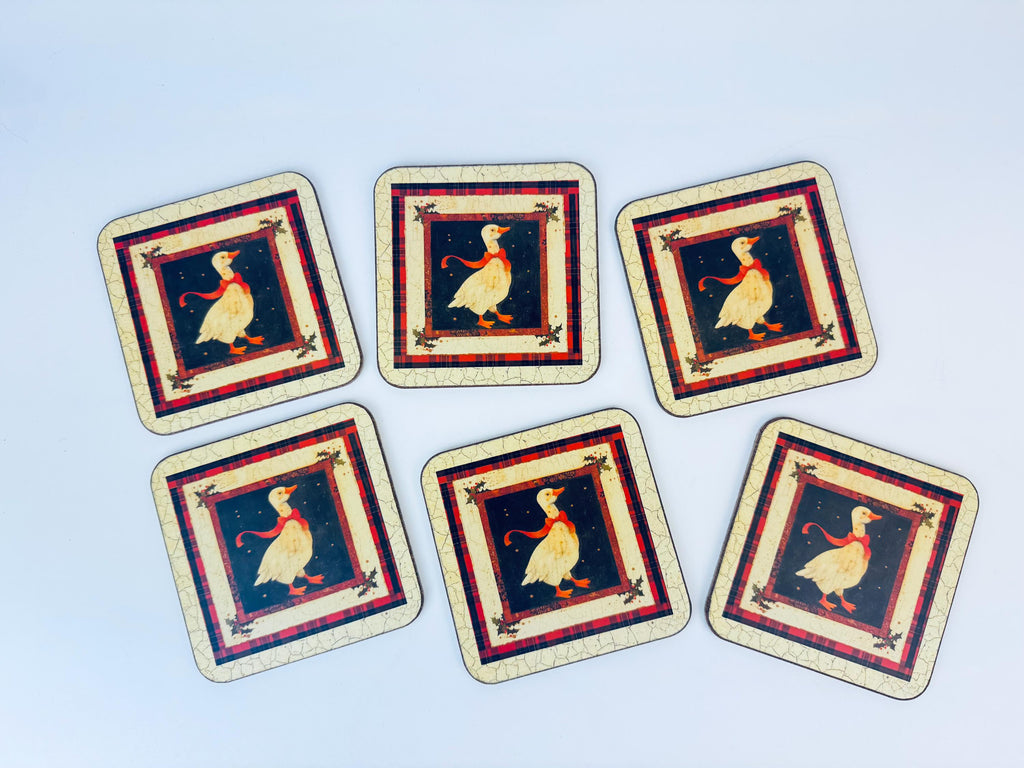 Product image for 'vintage pimpernel red bowchristmas goose coaster set set of six 6 made in england' (view 9b687c)