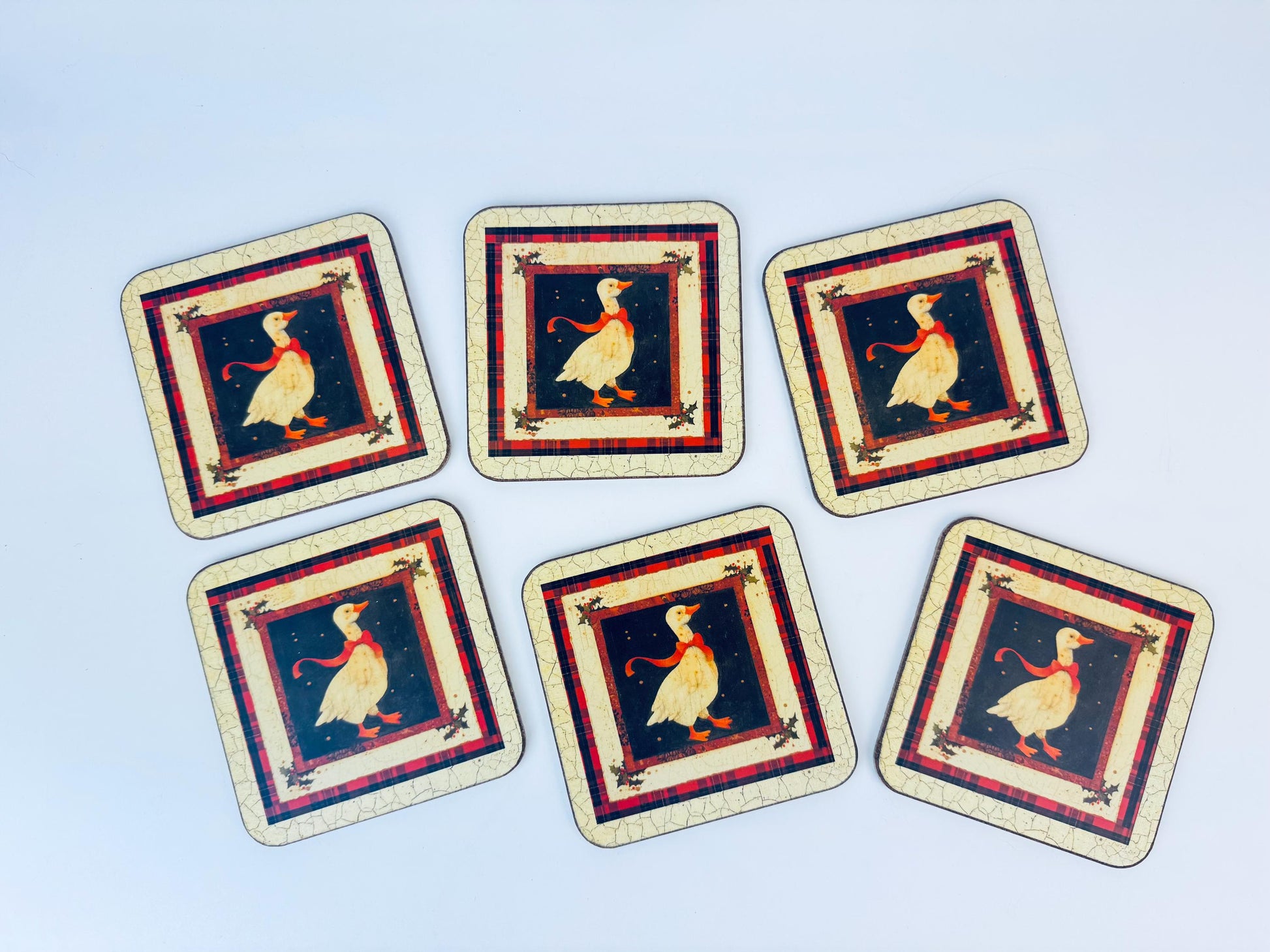 Product image for 'vintage pimpernel red bowchristmas goose coaster set set of six 6 made in england' (view 9b687c)