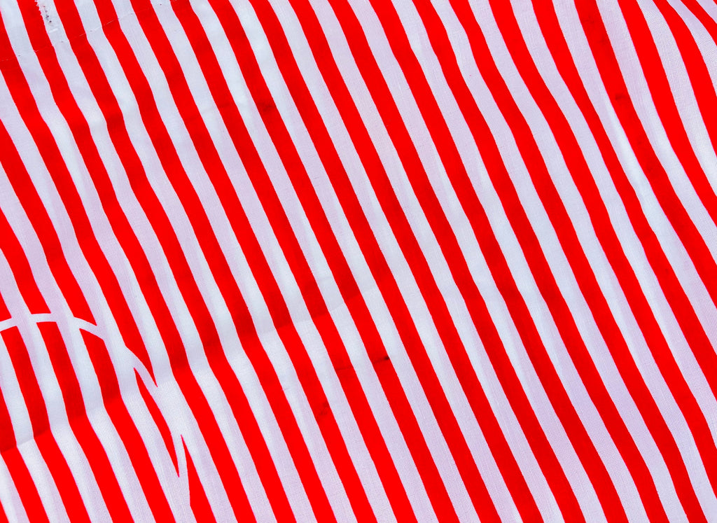 Product image for 'vintage 80s red striped white black flower pattern shower curtain designed by andre richard made in canada' (view 7a8167)