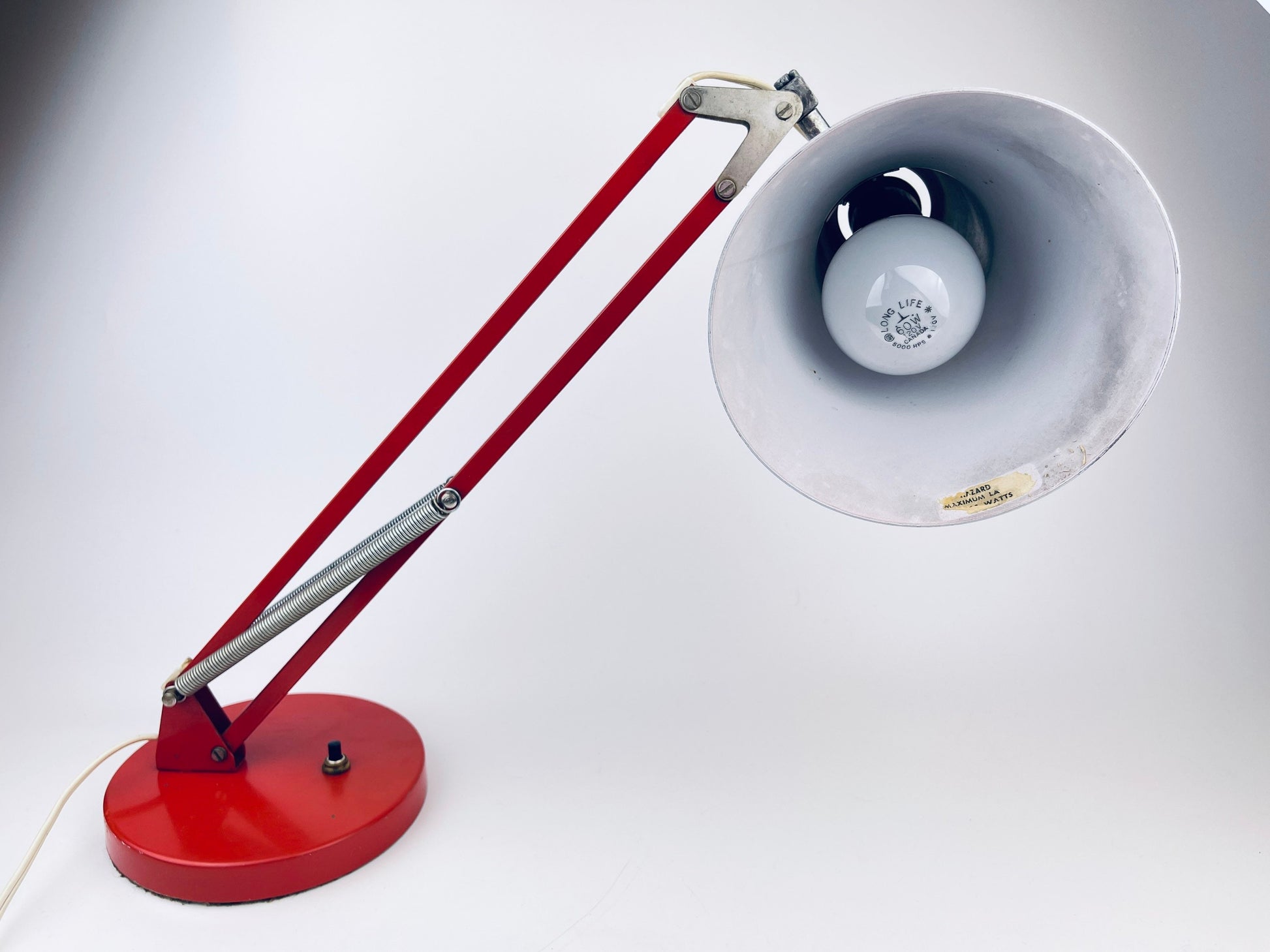 Product image for 'vintage retro red metal desk home office lamp adjustable sliding neck push switch' (view aa0370)