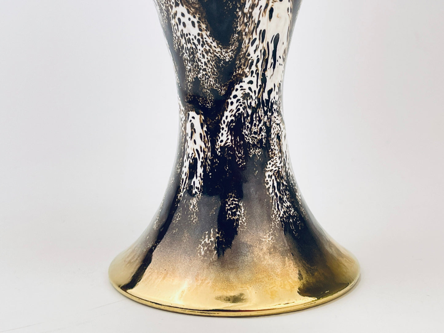 Product image for 'vintage lava brown gold drip glaze bud vase made in germany' (view b78645)