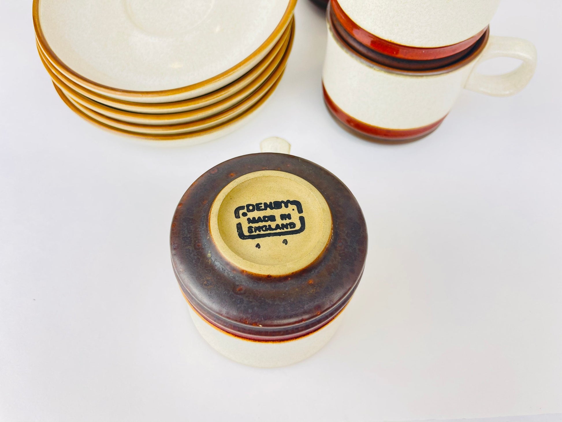 Product image for 'vintage denby potters wheel collection mug saucer set made in england sets sold separately' (view 1bb662)