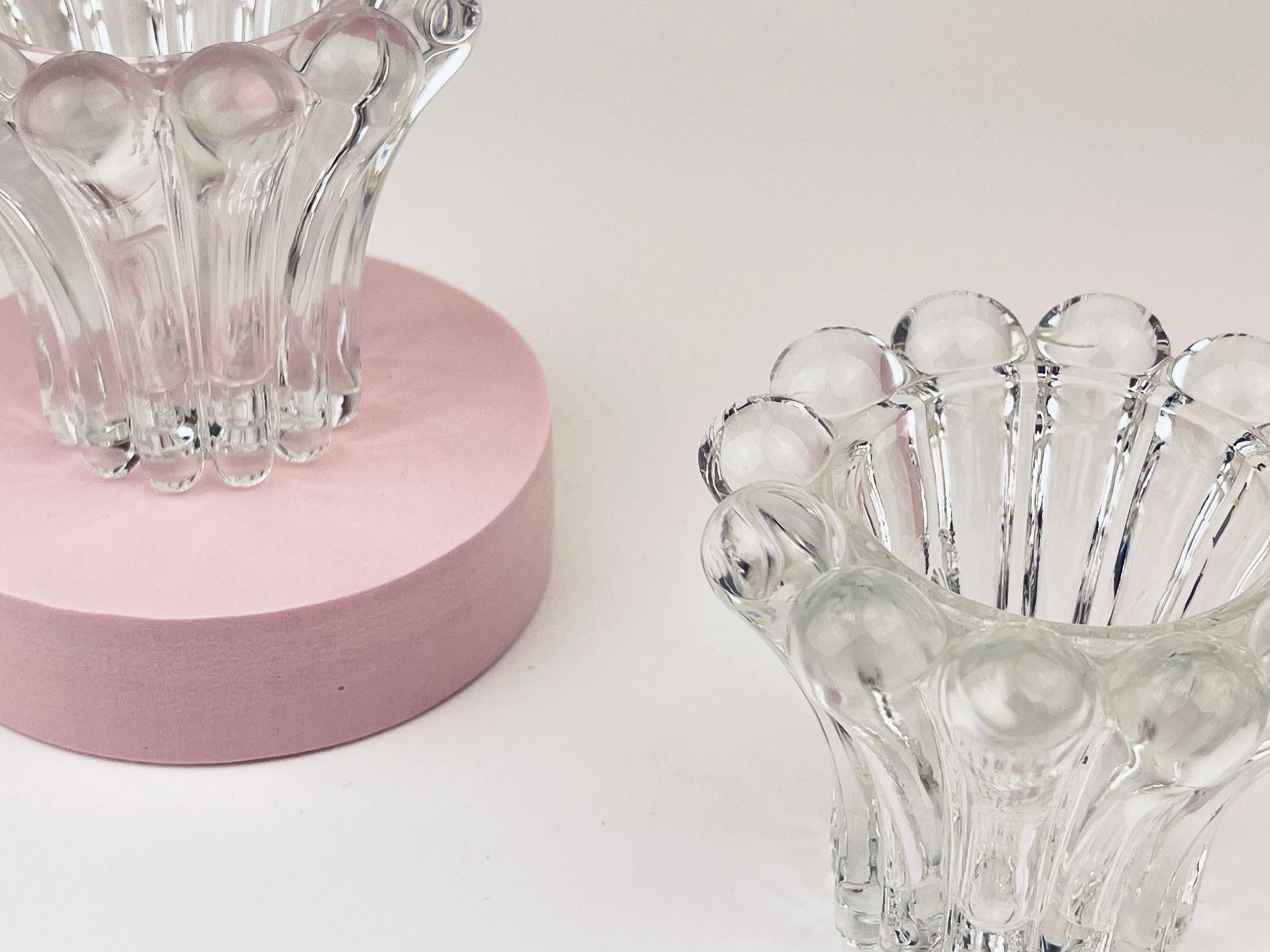 Product image for 'vintage clear glass boopie candleholders set of two 2 made in western germany' (view e7c7c8)