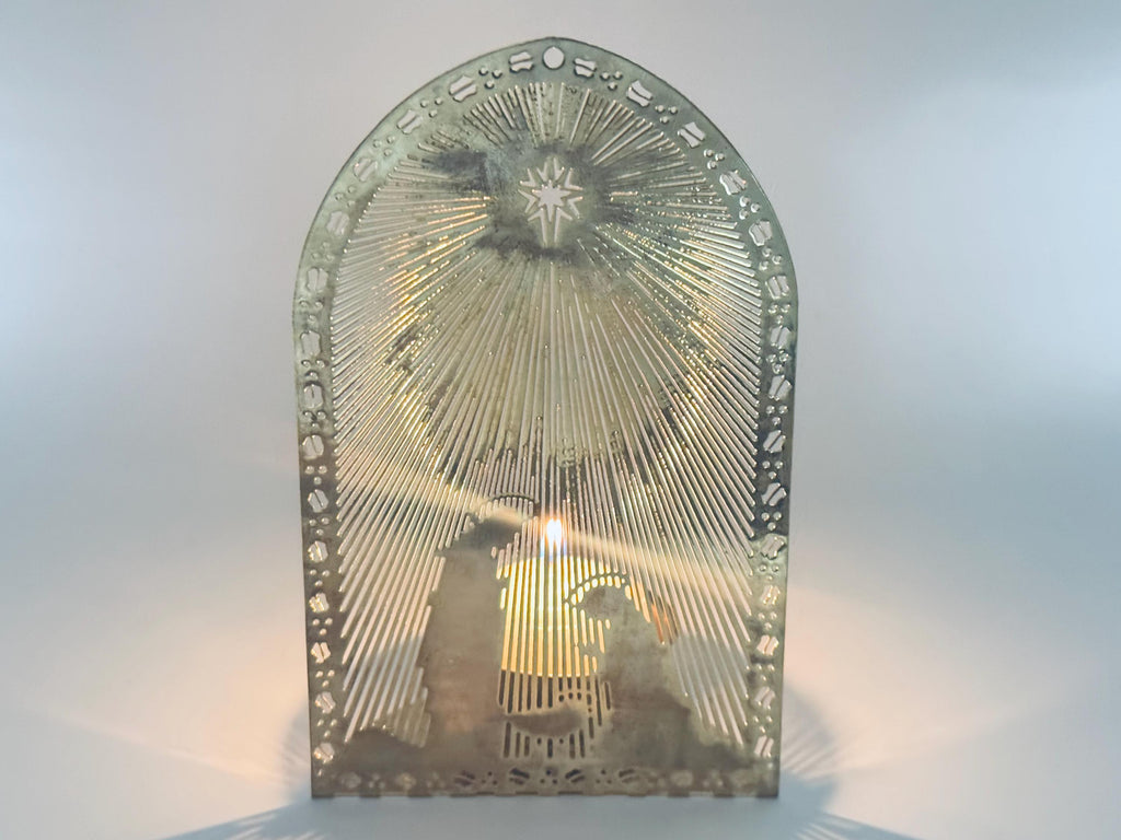 Product image for 'vintage gold plated brass christmas candleholder mary joseph jesus' (view 490f1c)
