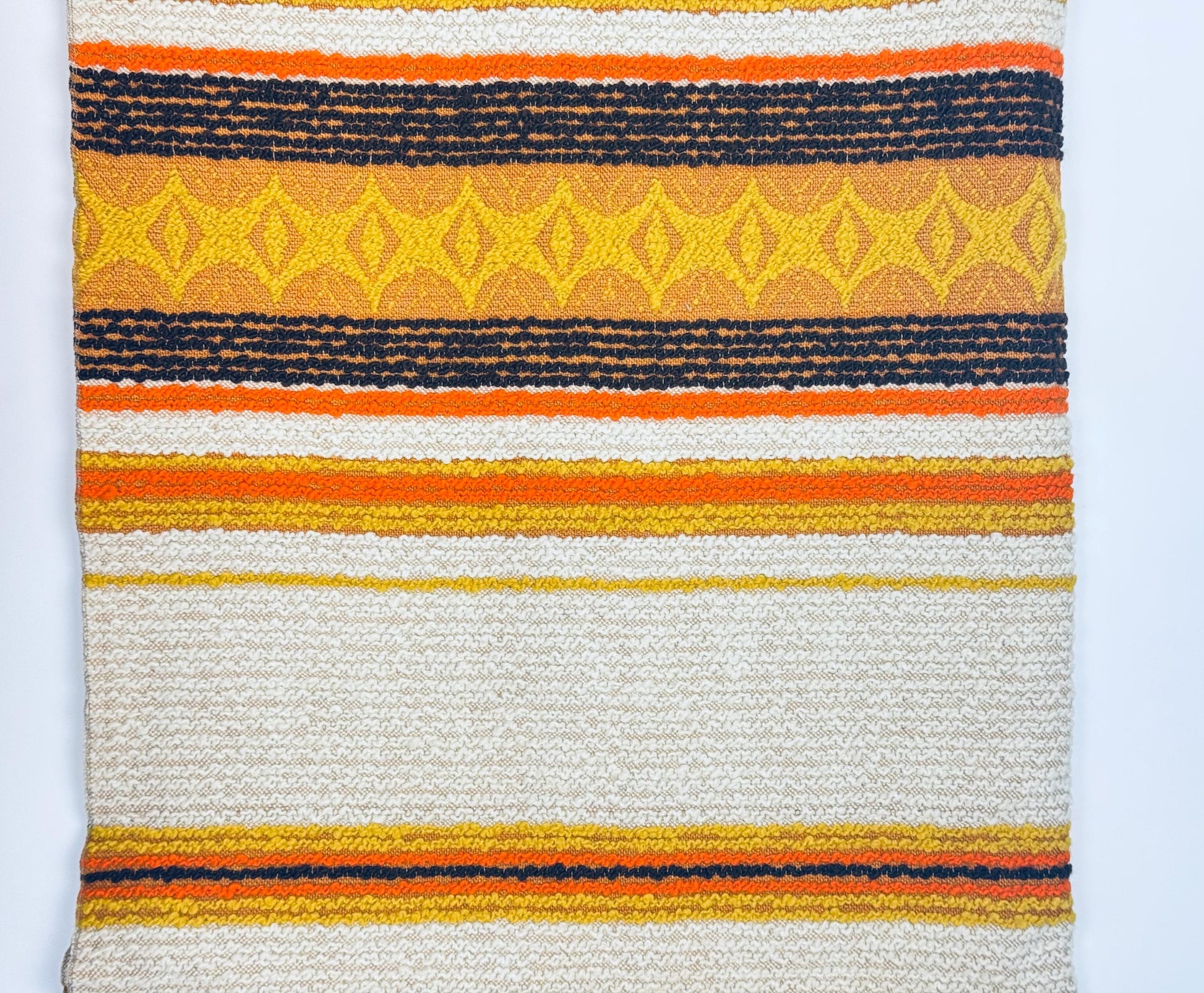 Product image for 'vintage 1970s acrylic rug 50 x72 sculpted loop pile with fringe retro geometric floor rug' (view 0e2df0)