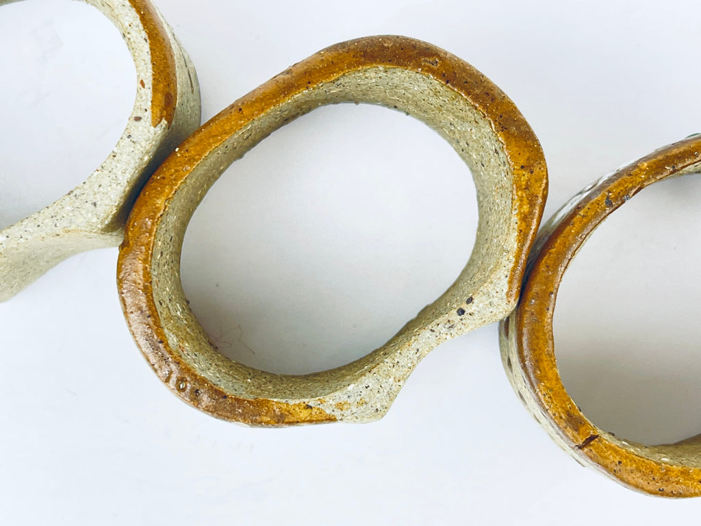 Product image for 'vintage hand painted boho concrete napkin ring holders set of five 5' (view ed0274)