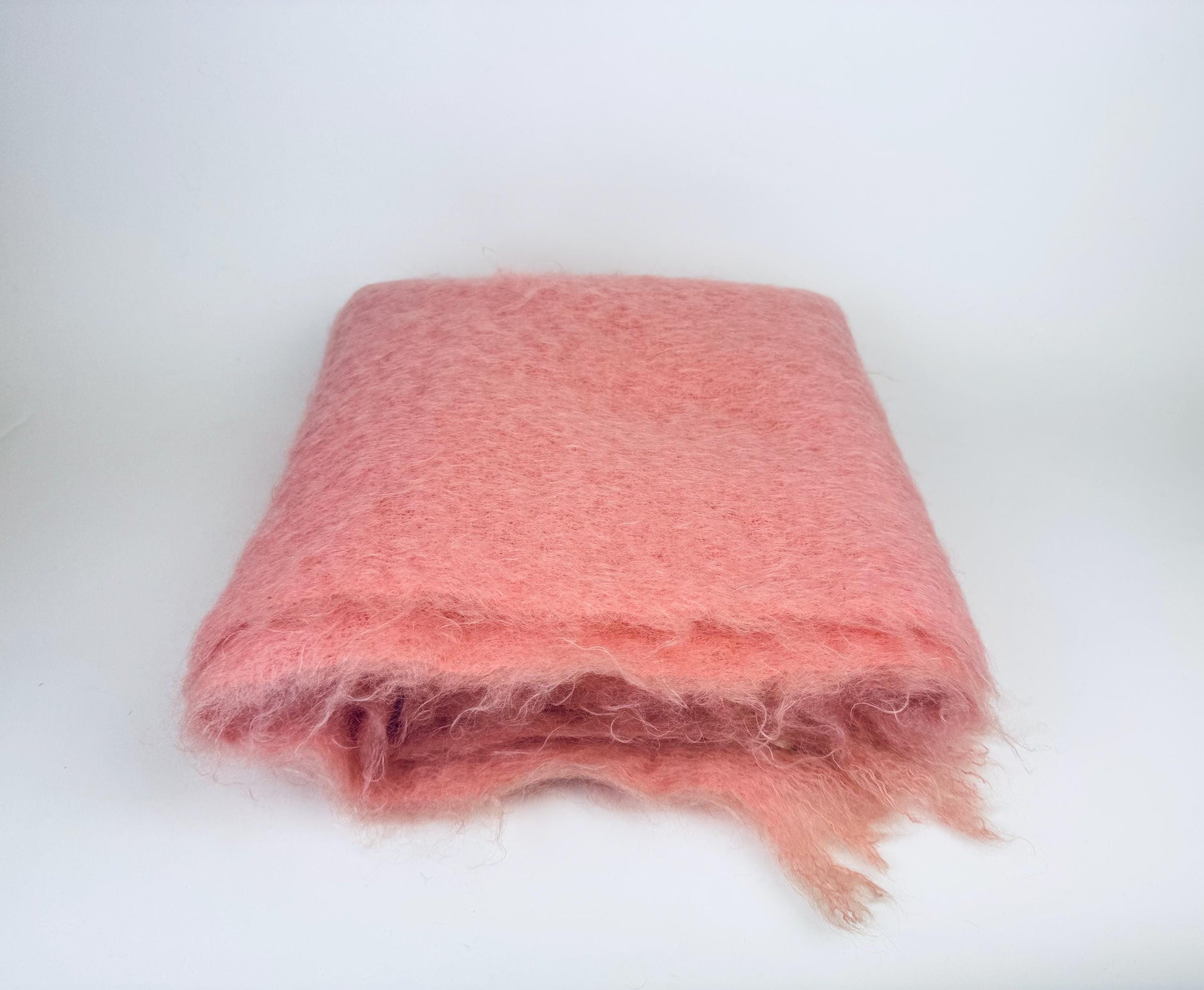 Product image for 'vintage jaeger pink mohair wool fringe throw made in great britain' (view eb6717)