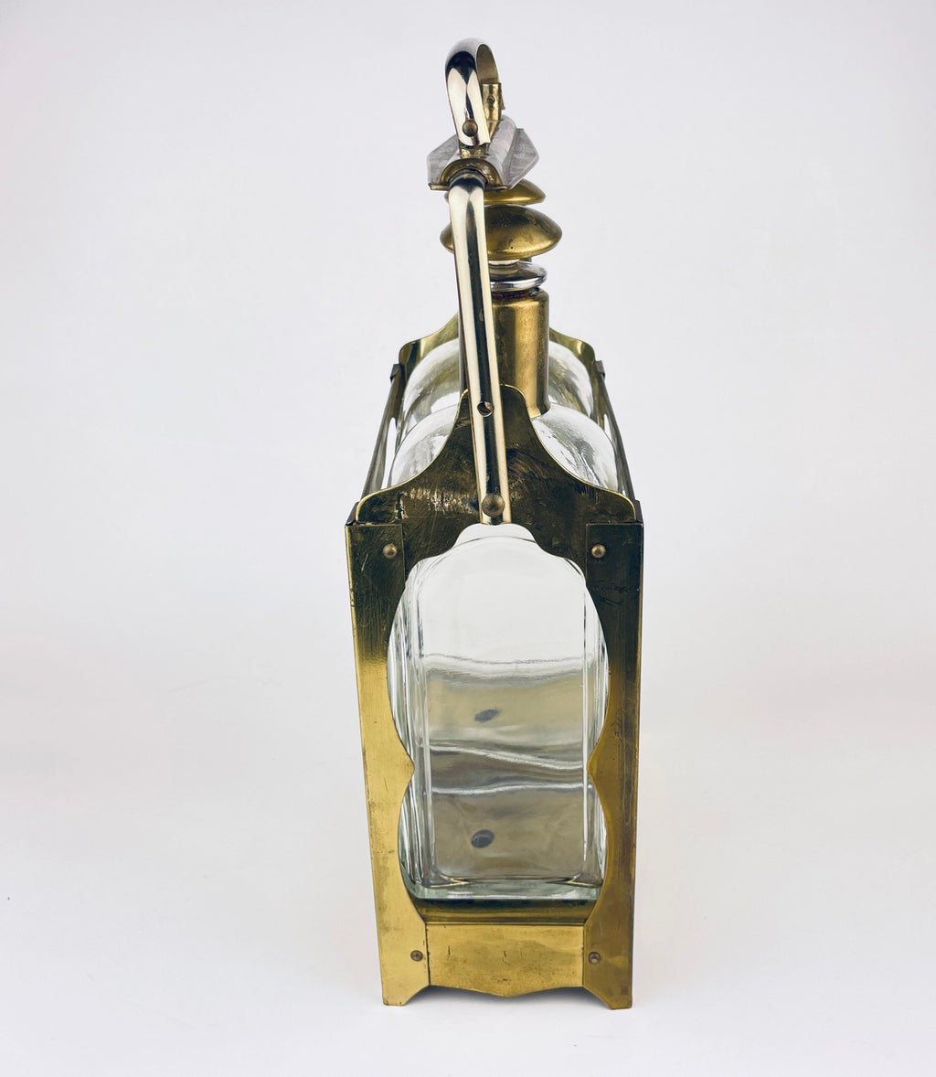 Product image for 'vintage musical tantalus liqueur decanter carrier set sherry rum bottles how dry i am attractive aged metal patina' (view 5d9abd)