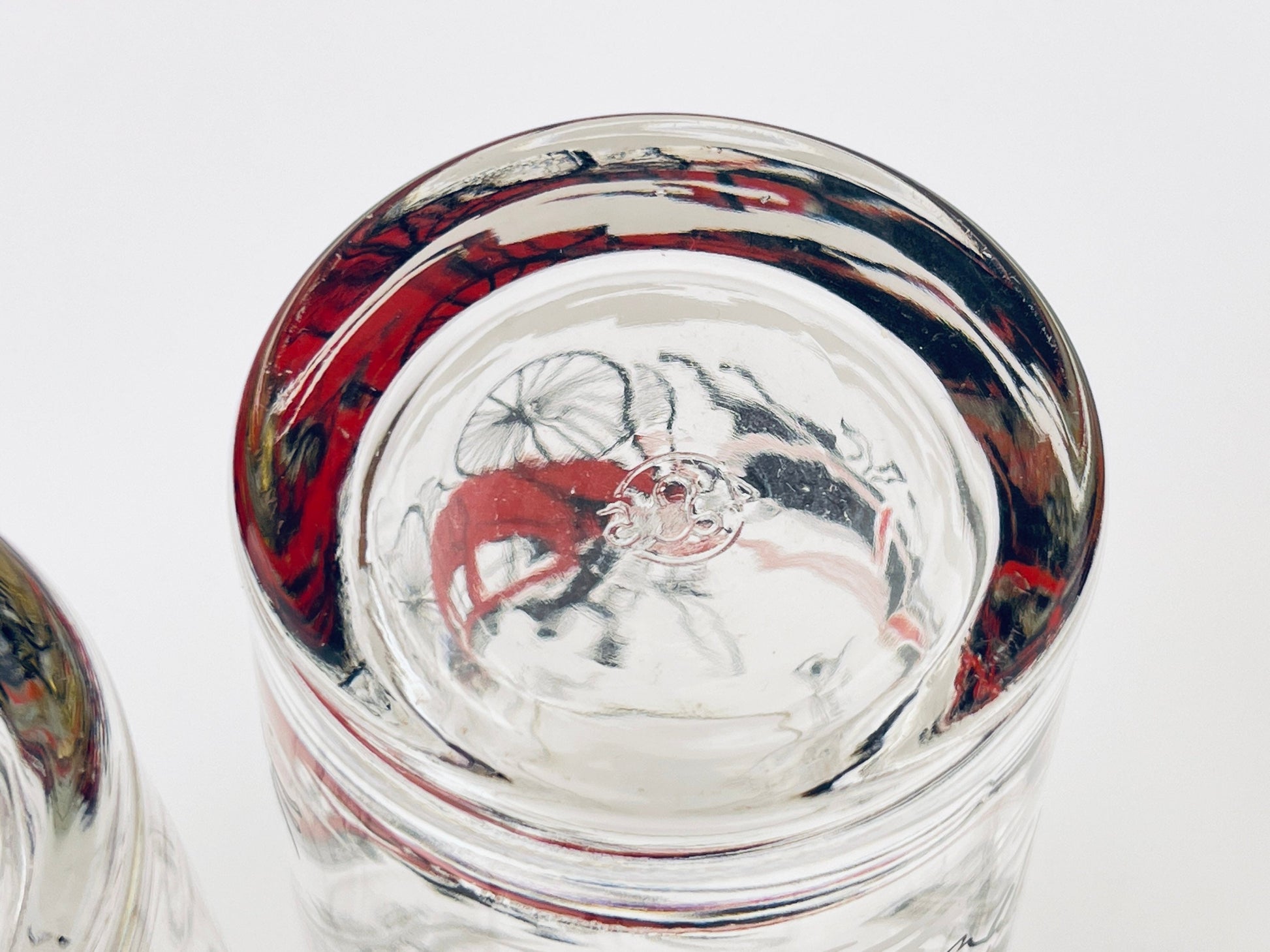 Product image for 'vintage winter stagecoach libbey drinking glasses highball lowball set of four 4 gold rimmed top' (view f88234)