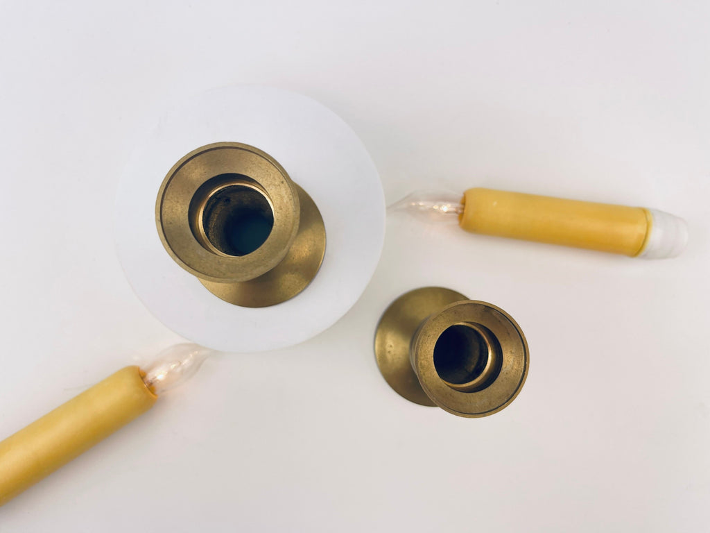 Product image for 'vintage tabletop brass electric candle holders set of two 2 attractive aged metal patina' (view aea23f)