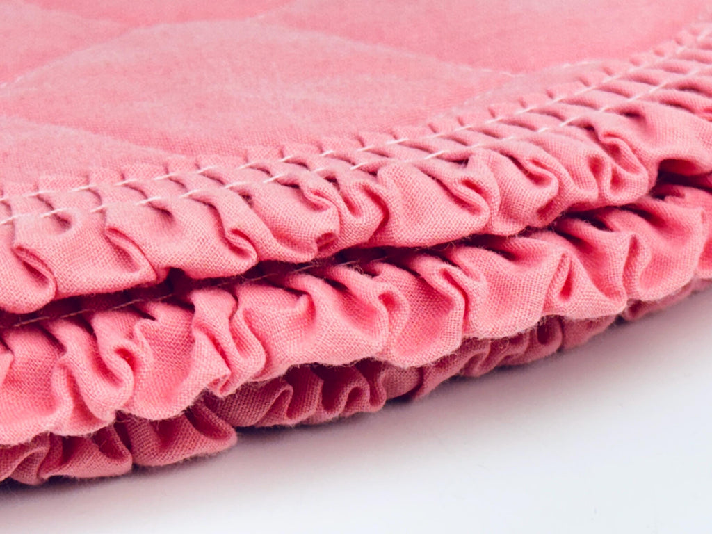 Product image for 'vintage pink quilted place mats ruffled edge set of four 4' (view ba132e)